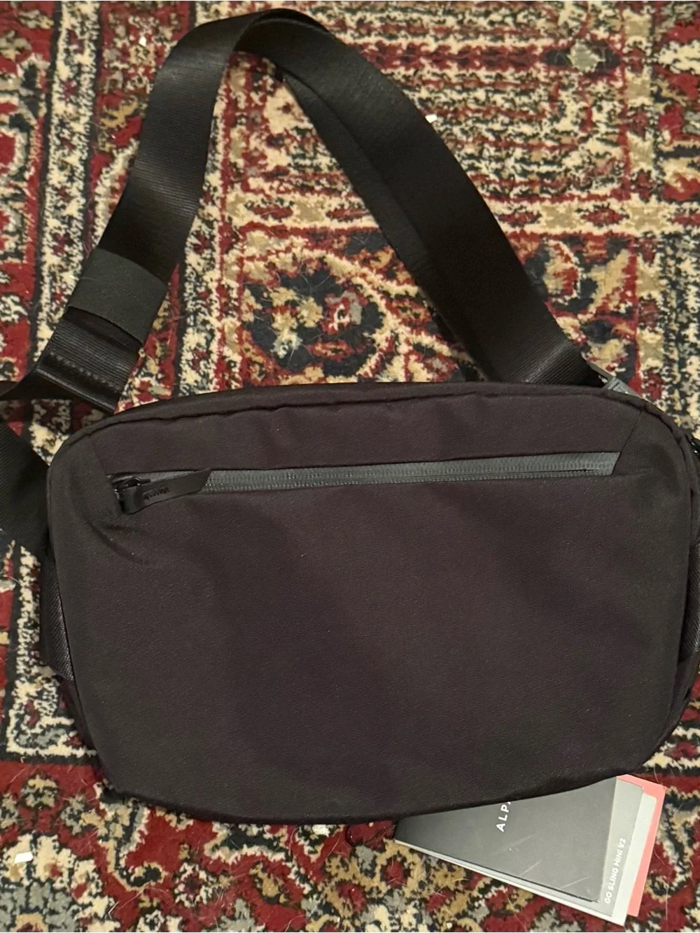 Alpaka Go Sling Mini V2 Black Crossbody Messenger Bag for Men